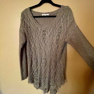 Altar'd State Ragged Edge Golden Sweater Medium